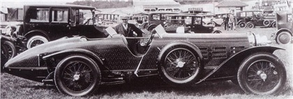 Hispano Suiza H6C Tulipwood Torpedo by Nieuport (1924) - На фотографии автомобиль изображен с алюминиевыми крыльями, установленными при постройке кузова на Nieuport Astra Aviation.