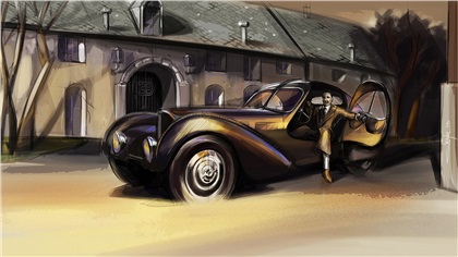 Design Sketch - Jean Bugatti and Type 57SC Atlantic