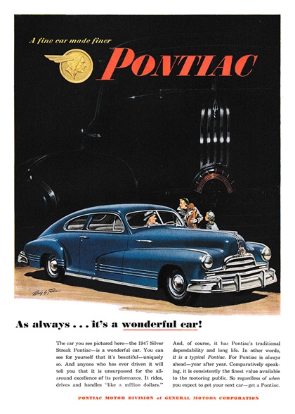 Pontiac Ad (1947): As always... It's a wonderful car!