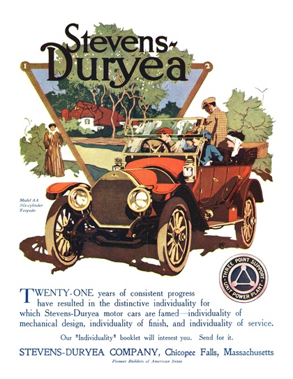 Stevens-Duryea Model AA Six-cylinder Torpedo Ad (1912)