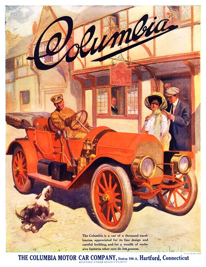 Columbia Automobiles Advertising Art by George Gibbs (1910)
