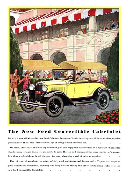 Ford Model A Convertible Cabriolet Ad (June/April, 1930): The New Ford Convertible Cabriolet