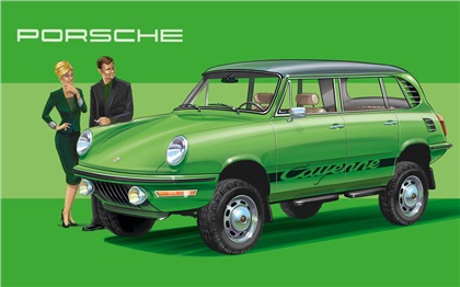 1972 PORSCHE 999 (PORSCHE CAYENNE) – Эта красота с воздушным охлаждением могла бы появиться в 1972-м и называться Porsche 999. Но мы узнали ее позже и под именем Cayenne.