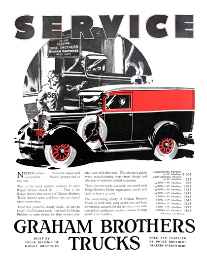 Graham Brothers Trucks Ad (December, 1928) - Service