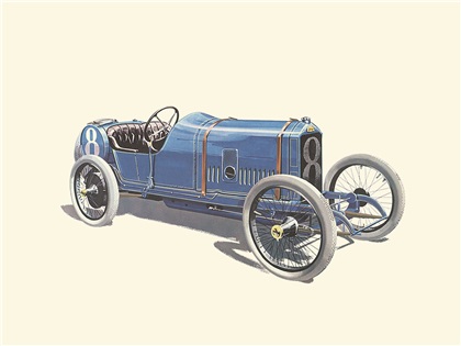 1913 Peugeot GP - Illustrated by Pierre Dumont