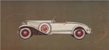 1930 Packard 734 Boattail Speedster — 'The White Knight': Artwork by Count Alexis de Sakhnoffsky
