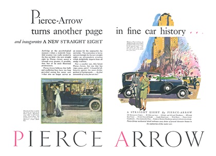Pierce-Arrow Straight Eight Ad (January, 1929) – Illustrated by Adolph Treidler