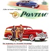 Pontiac DeLuxe Streamliner Station Wagon/DeLuxe Streamliner Sedan Coupe Ad (October, 1948): The beginning of a beautiful friendship!