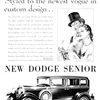 Dodge Senior Sedan Ad (March, 1929): Styled to the newest vogue in custom design - Illustrated by John Gannam