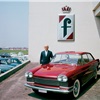 Fiat 2100 Coupe (Pininfarina), 1959 - With Battista Farina in front of the new building office in Grugliasco
