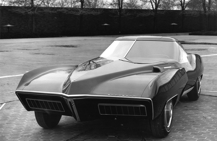 This 1965 full-scale mockup for a Cadillac V16 two-seater was photographed in the GM Design viewing court.