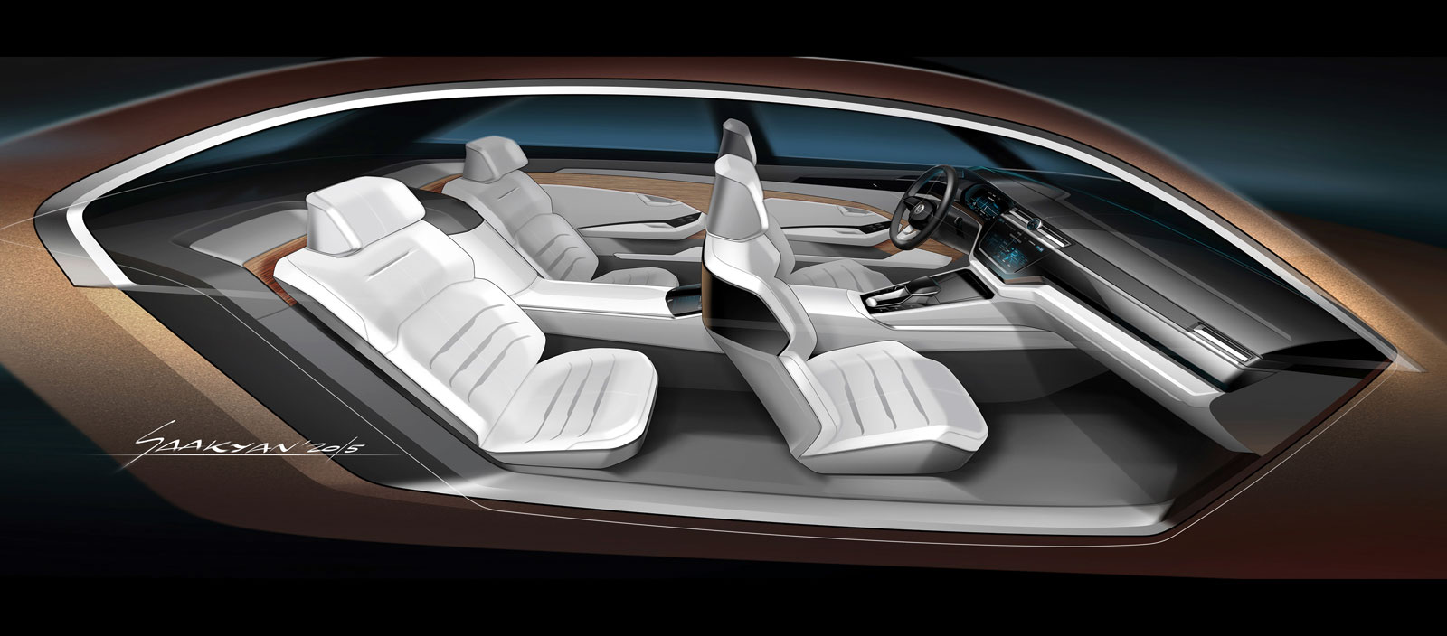 Volkswagen C Coupe GTE Concept, 2015 - Interior Design Sketch