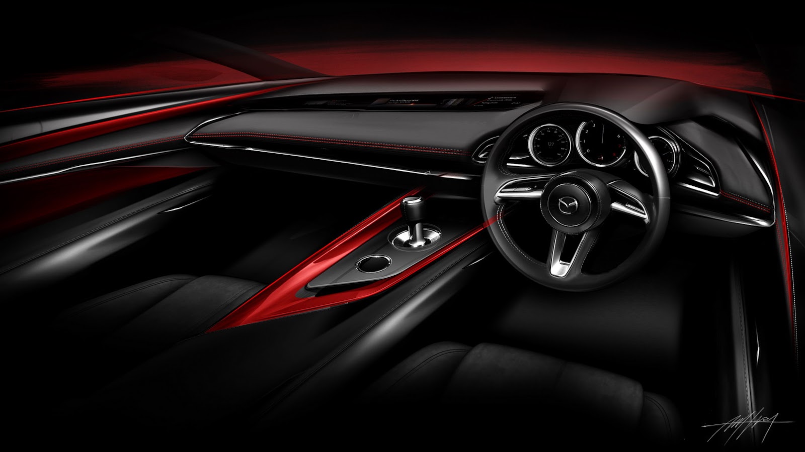 Mazda Kai Concept, 2017 - Interior Design Sketch