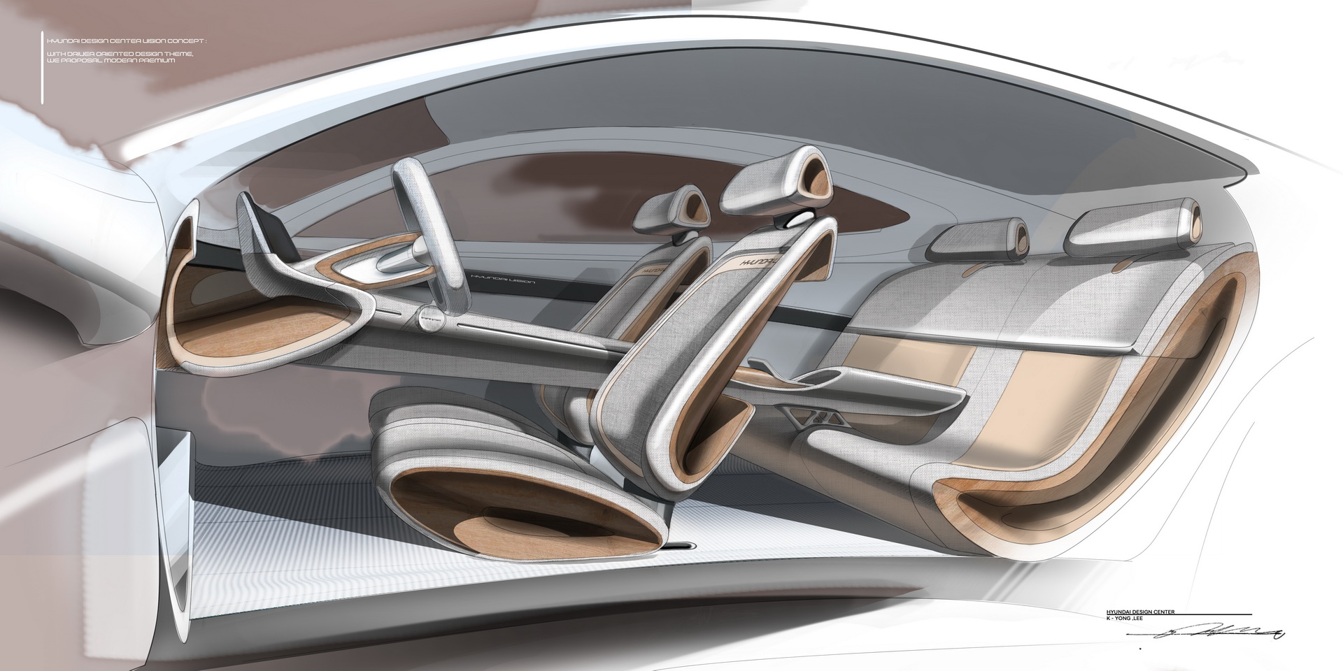 Hyundai Le Fil Rouge Concept, 2018 - Interior Design Sketch
