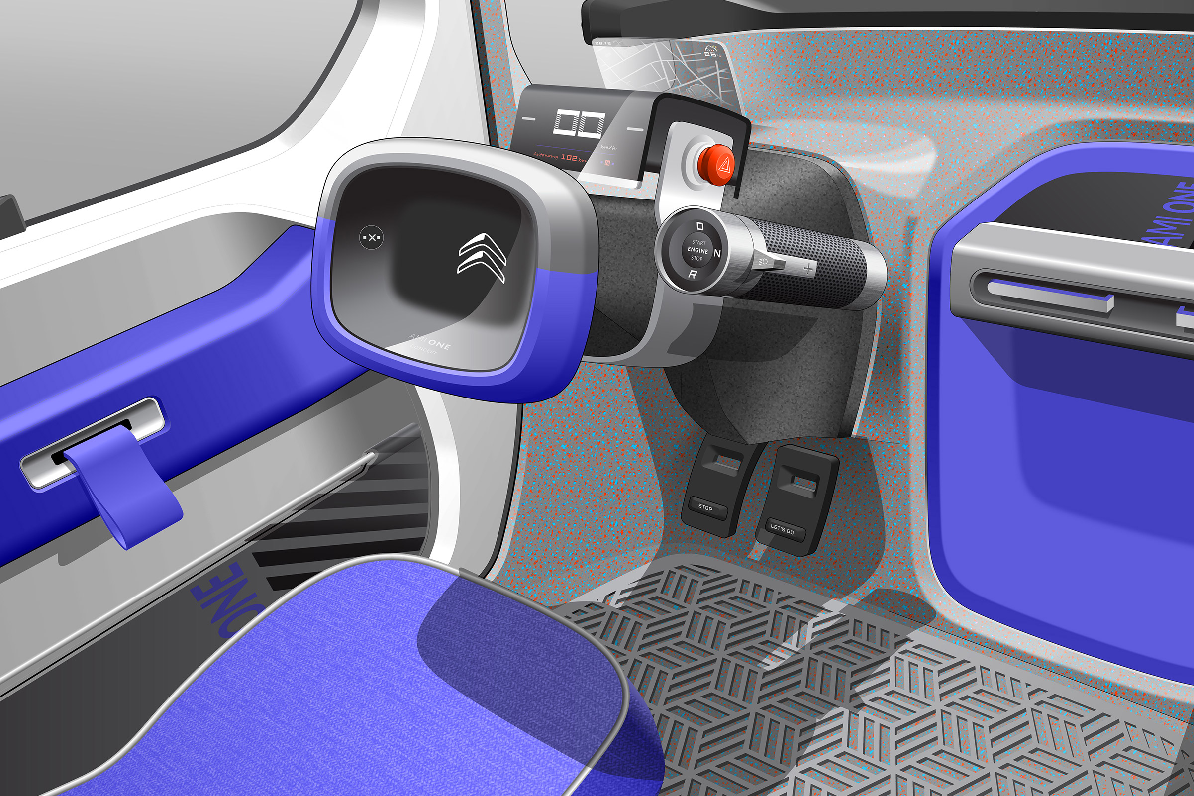 Citroen Ami One Concept, 2019 - Interior - Design Sketch by Raphaël Le Masson Pannetrat