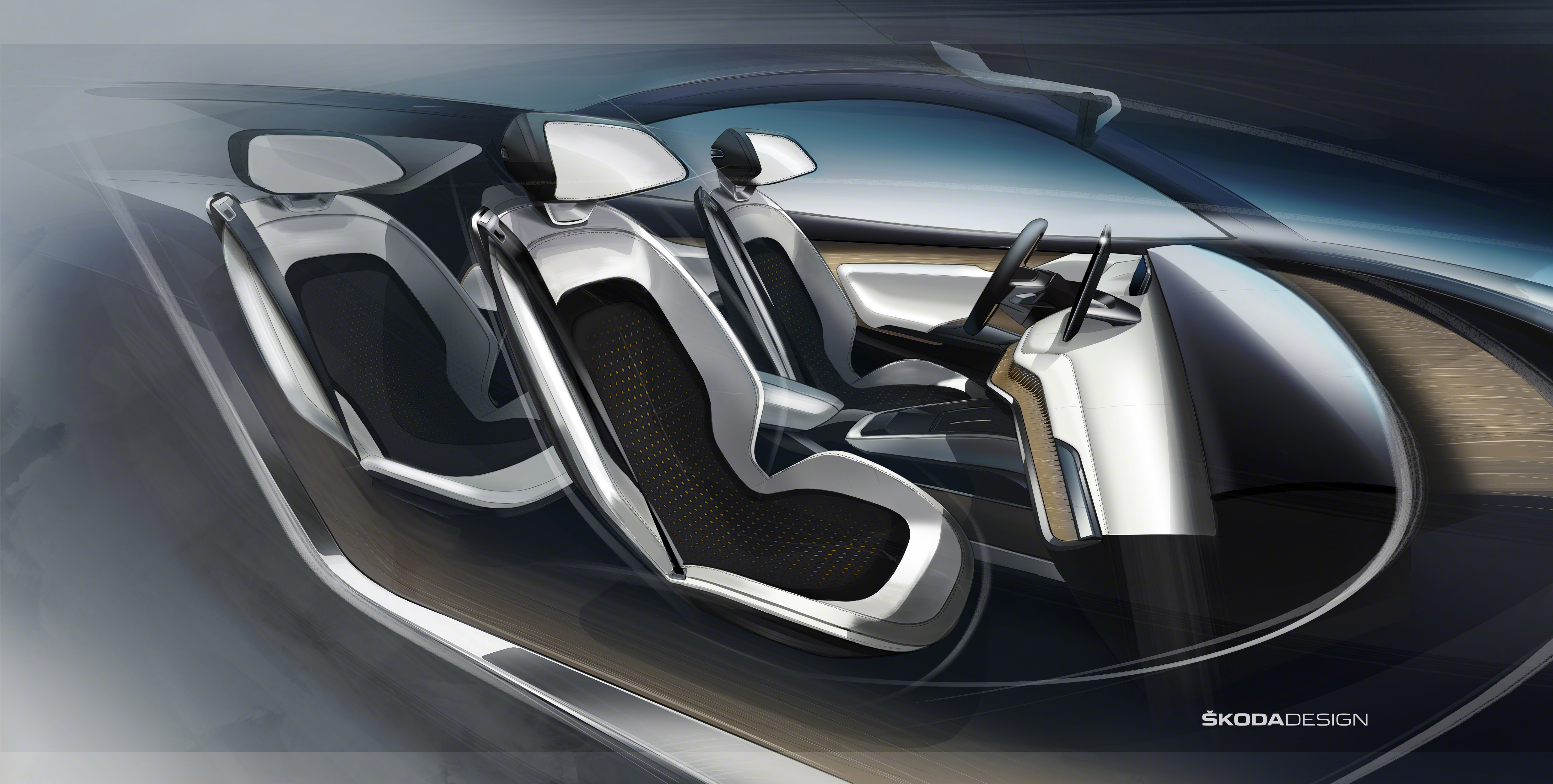 Skoda Vision iV Concept, 2019 - Interior Design Sketch