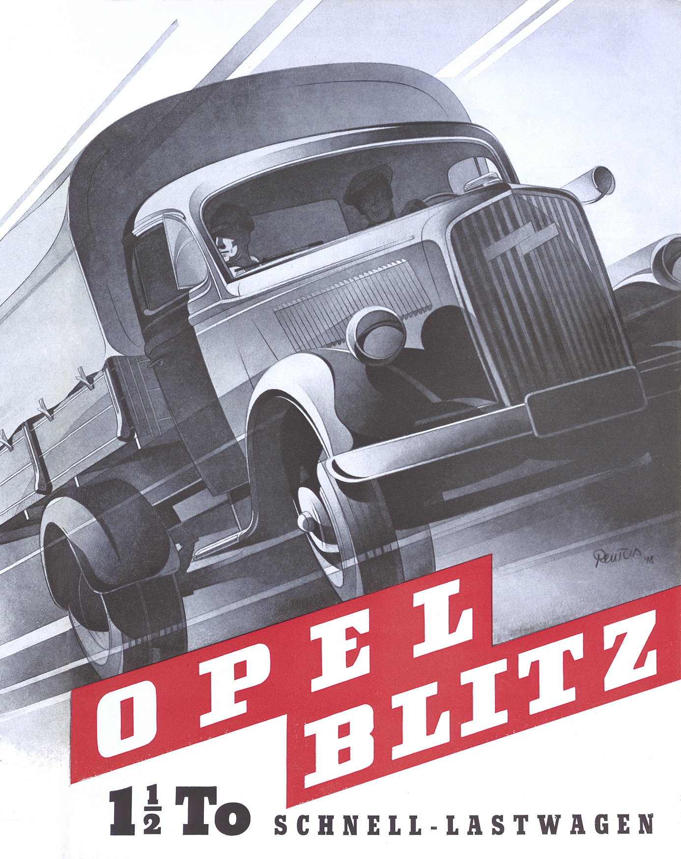 Opel Blitz Schnell-Lastwagen (1948): Advertising Art by Bernd Reuters
