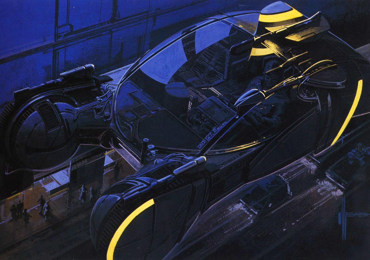 Сoncept art for Blade Runner by Syd Mead - Police spinner - Знаменитый полицейский спиннер из «Бегущего по лезвию бритвы»