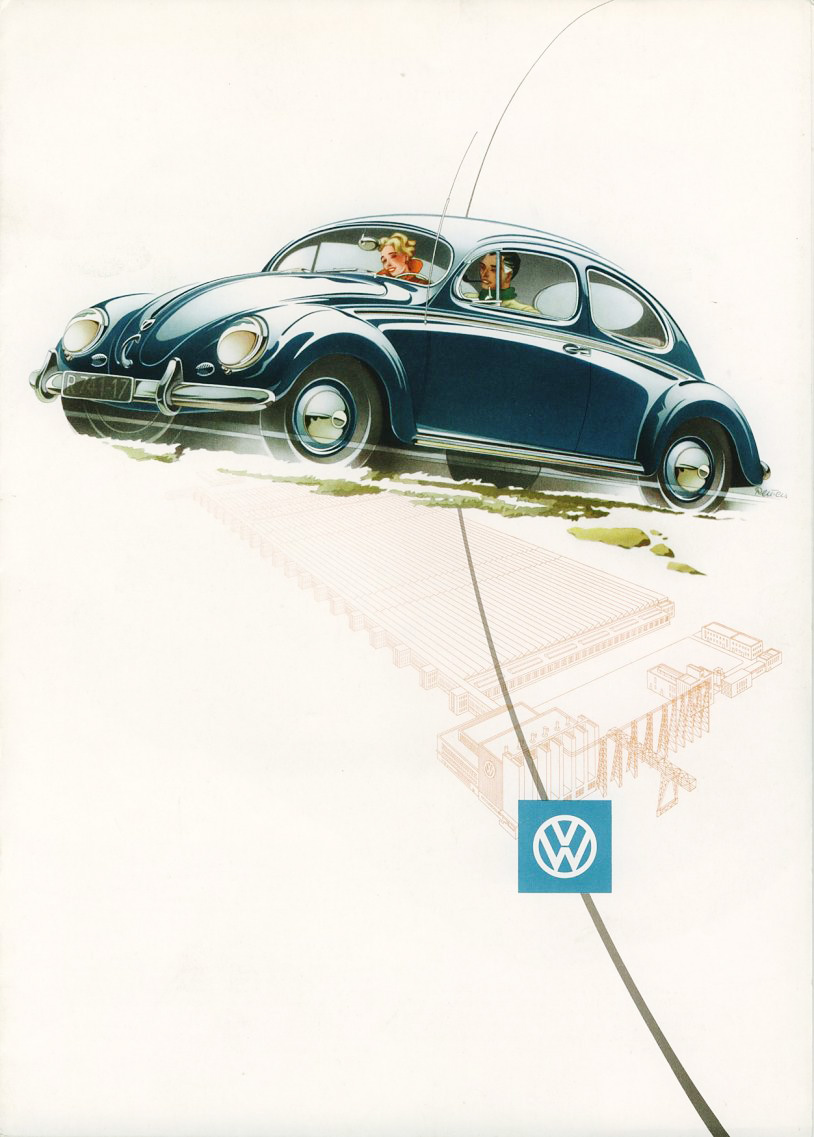 Volkswagen Beetle - Sales Brochure Cover (1953-54): Graphic by Bernd Reuters