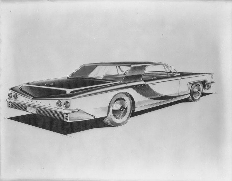 Scimitar 2-Door Design Sketch by Brooks Stevens, 1958