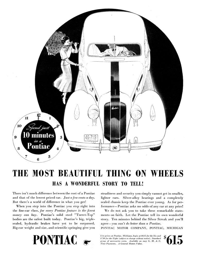 Pontiac Ad (July, 1935): Spend just 10 minutes in a Pontiac