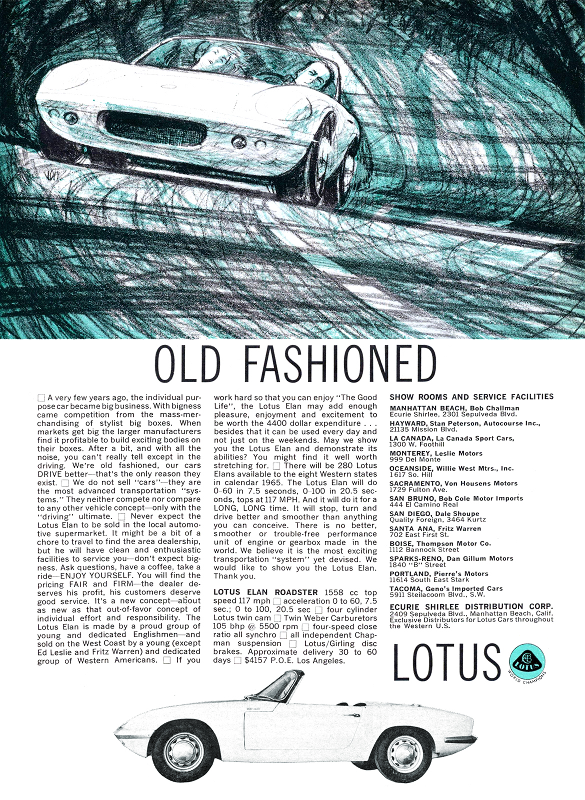 Lotus Elan Roadster Ad (June, 1965) - Old Fashioned