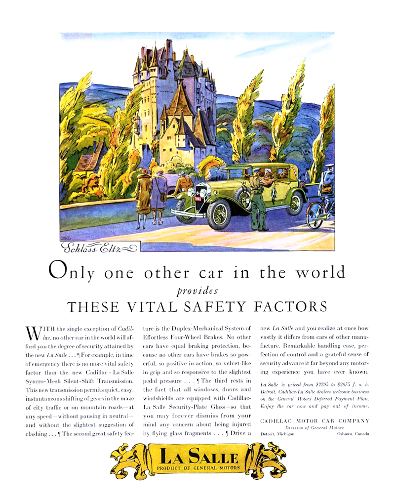 Cadillac/LaSalle Ad (January, 1929): Schloss Eltz - Illustrated by Edward A. Wilson