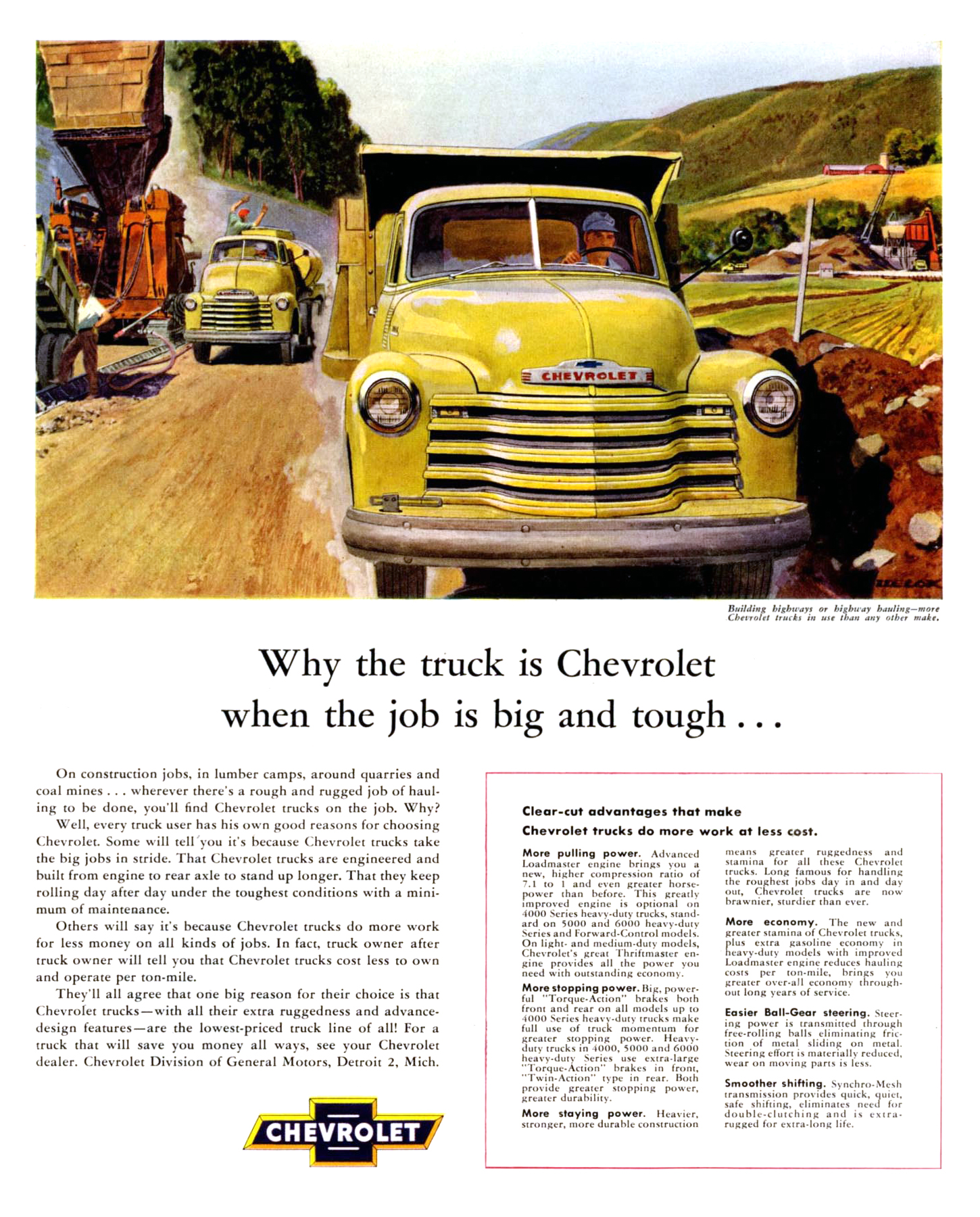 Chevrolet Trucks Ad (October, 1953): Illustrated by Peter Helck