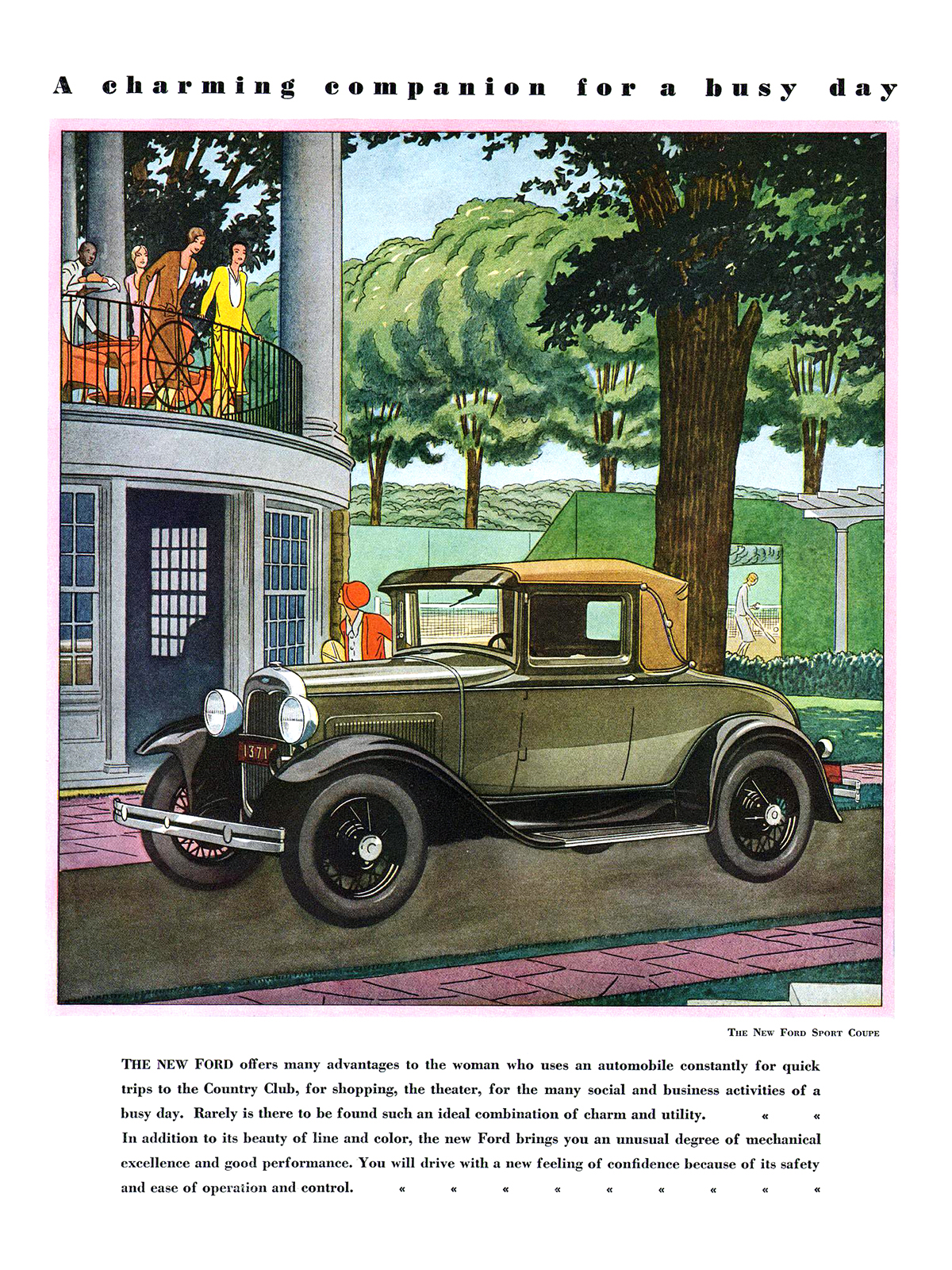 Ford Model A Sport Coupe Ad (May/June, 1930): A charming companion for a busy day