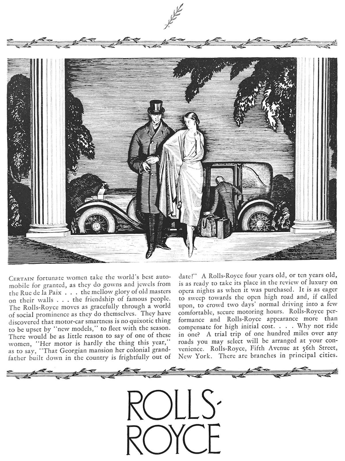 Rolls-Royce Ad (July, 1926): Illustrated by Rockwell Kent 