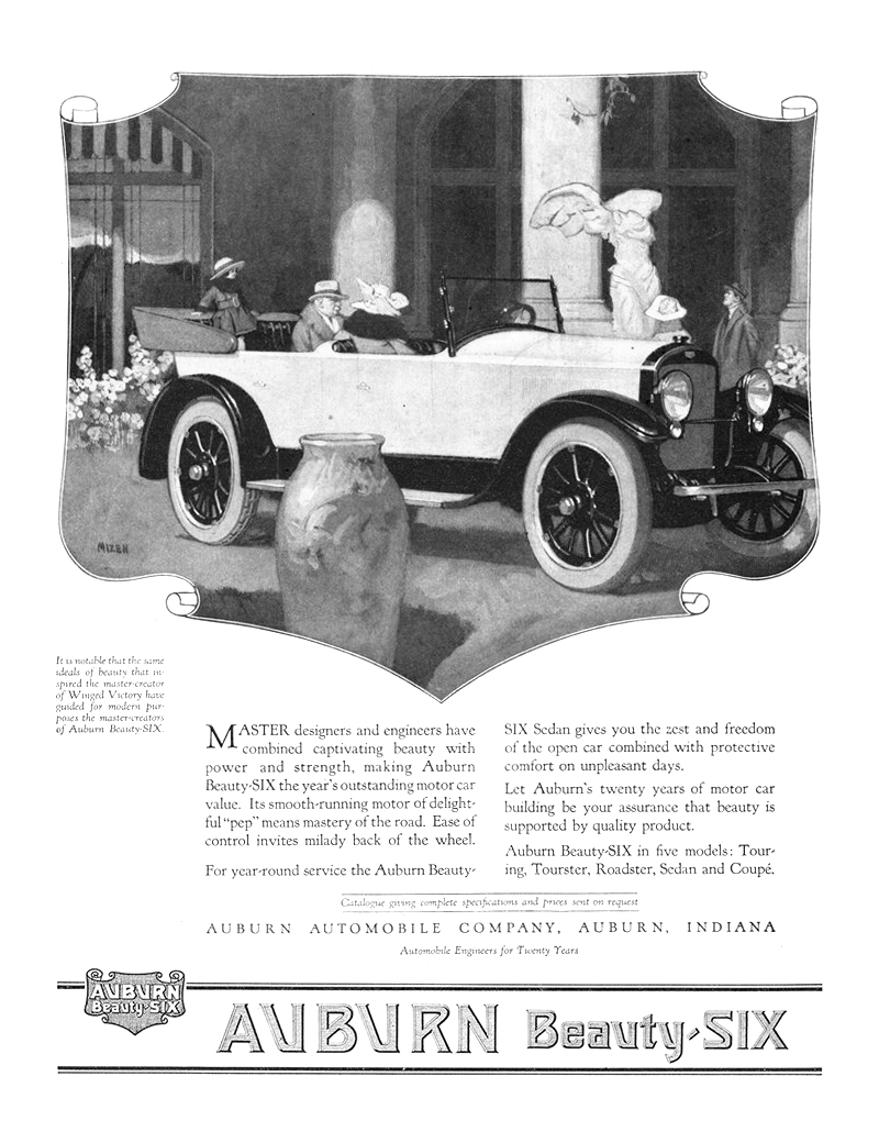 Auburn Beauty Six Ad (June, 1920): Winged Victory - Illustrated by Fred Mizen