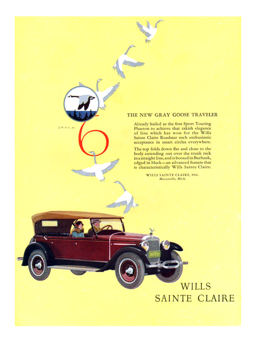 Wills Sainte Claire Six Sport Touring Phaeton Ad (February-March, 1926)
