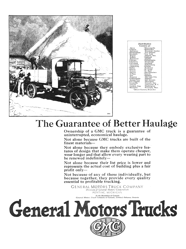 General Motors Trucks Ad (1924): Illustrated by Roy Frederic Heinrich