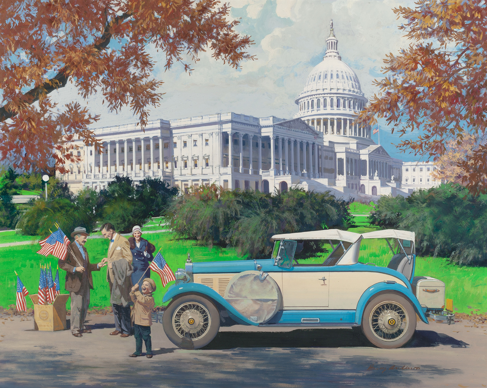 1928 Falcon-Knight Gray Ghost Roadster: Washington, D.C. - Illustrated by Harry Anderson