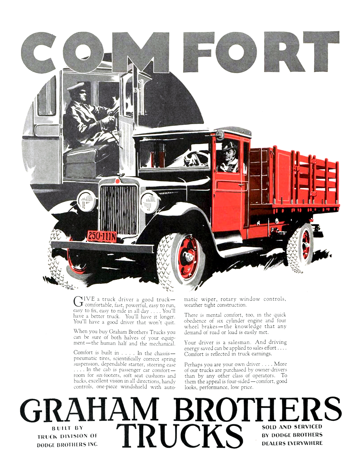 Graham Brothers Trucks Ad (June, 1928) - Comfort