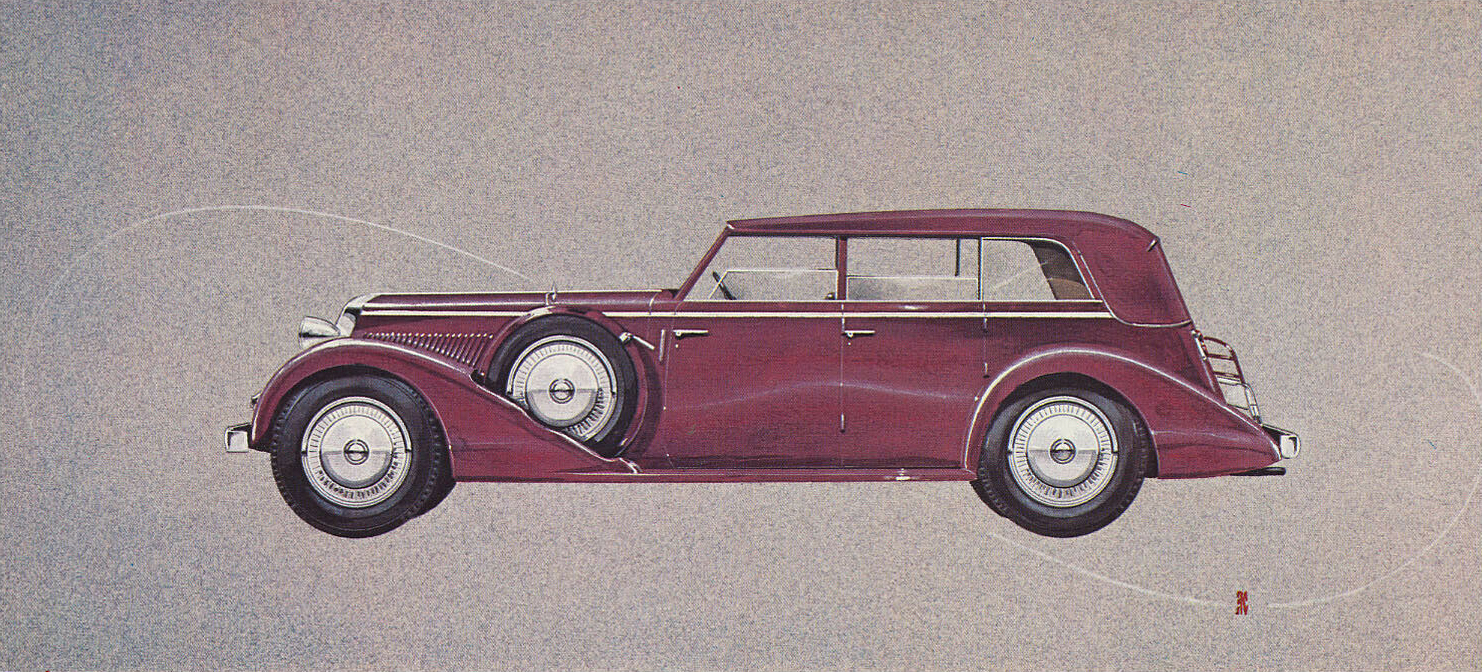 1939 Lancia Astura Ministeriale — 'Benito': Artwork by Count Alexis de Sakhnoffsky
