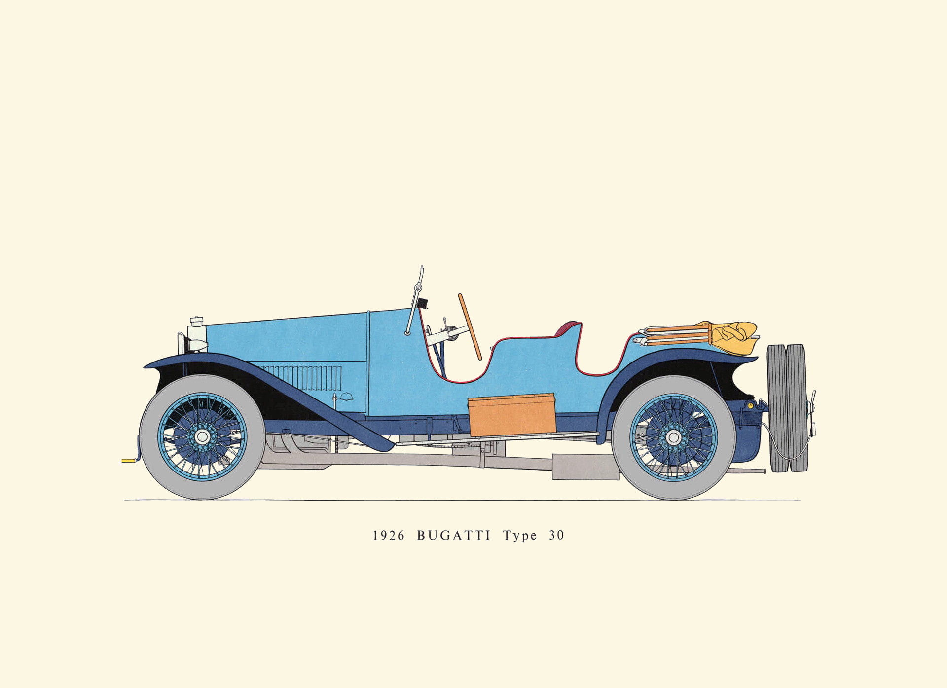 1926 Bugatti Type 30 Four-Seat Sports-Touring body: Drawn by George Oliver