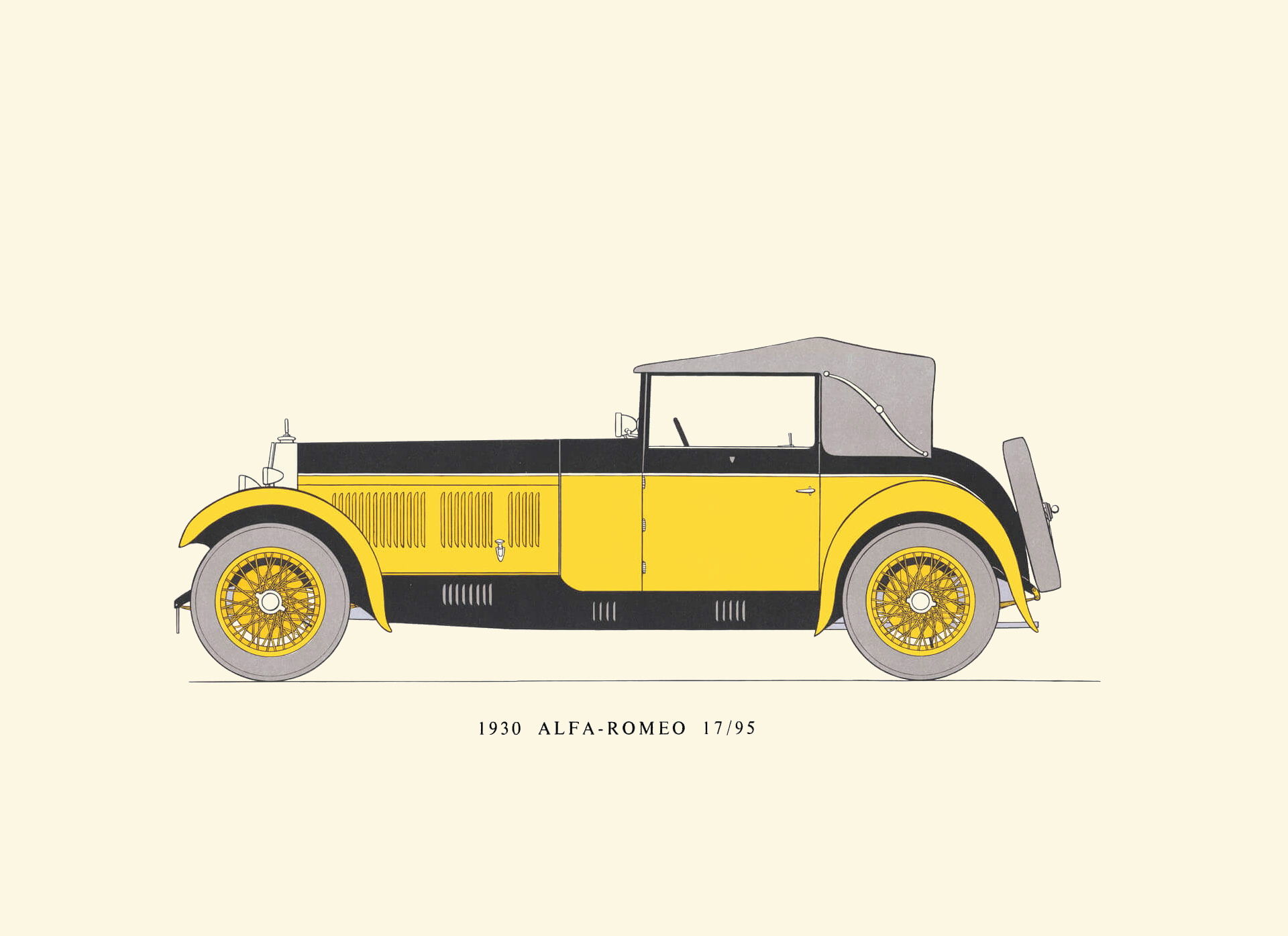 1930 Alfa-Romeo 17/95 Drophead Coupé by James Young & Company Limited, Bromley, England: Drawn by George Oliver