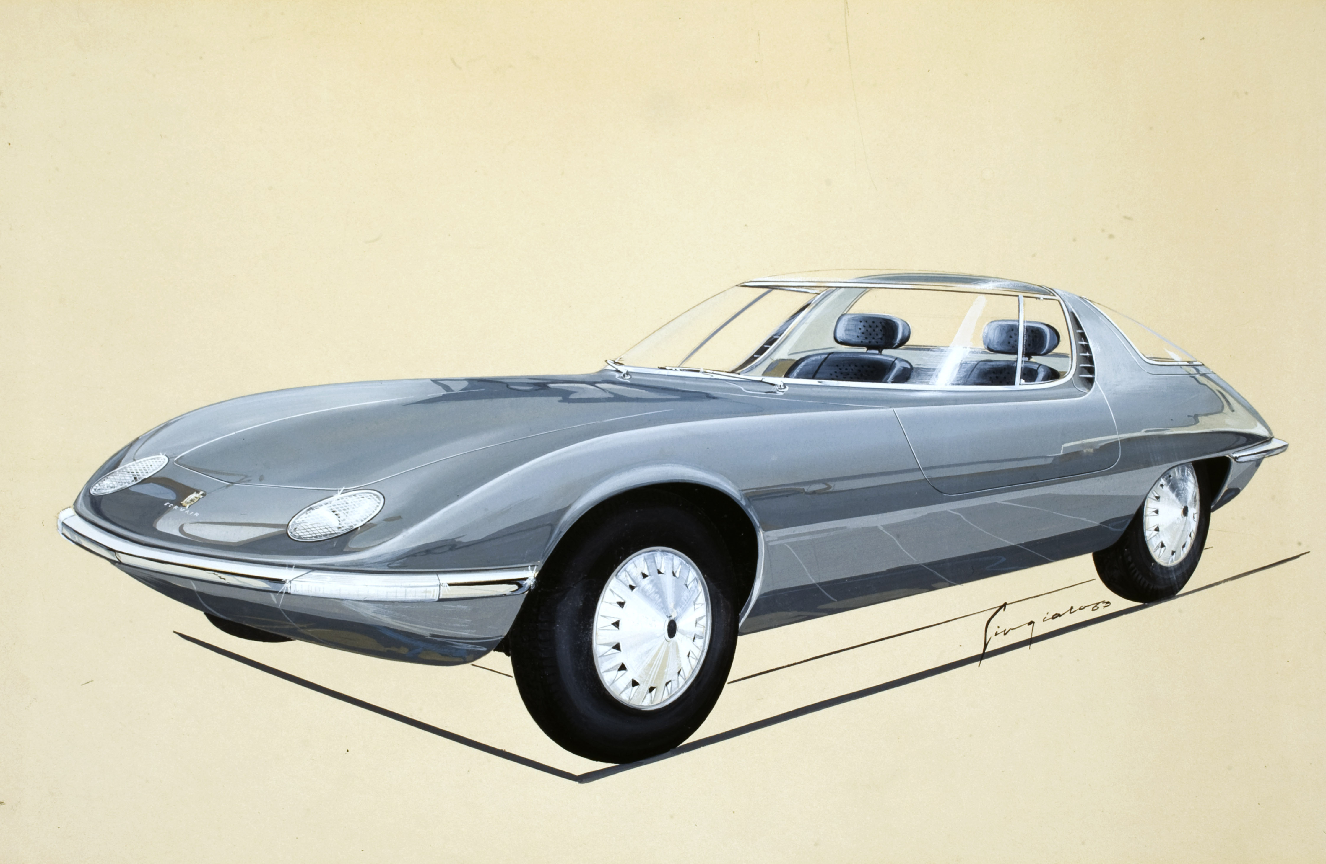 Chevrolet Corvair Testudo (Bertone), 1963 - Design Sketch by Giugiaro