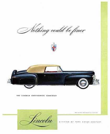 Lincoln Continental Cabriolet, 1947 - Advertising