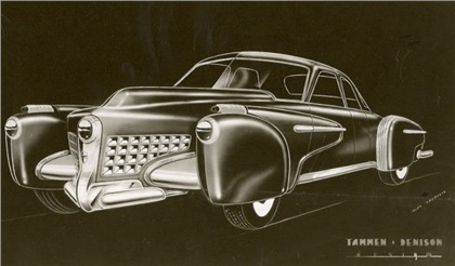 A Tucker Torpedo design proposal by Alex Tremulis (Dec., 1946) - his design was based on George Lawson's design, but incorporated some improvements.