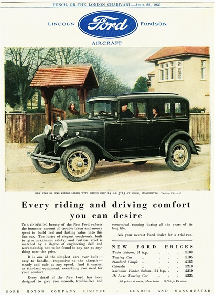 1931 Ford Model A DeLuxe Fordor Saloon (U.K.)