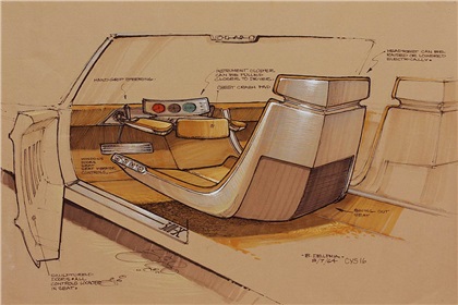 Chrysler 300-X Experimental Car, 1966 - Interior Sketch by Ben Delphia