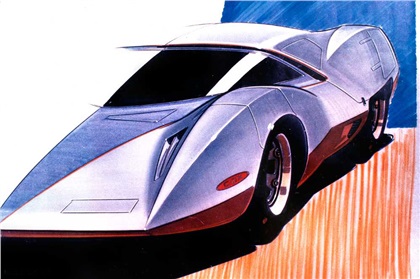 X1000 Corvair SuperGT Low Roof Aerodynamic Coupe race car - Roy Lonberger - Design sketch