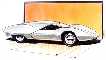X1000 Corvair SuperGT Low Roof Aerodynamic Coupe race car - Roy Lonberger - Presentation sketch