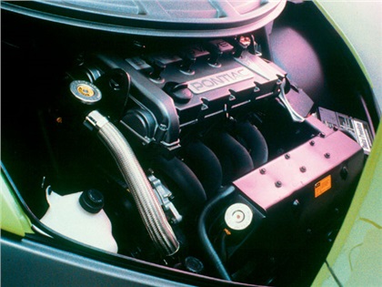 Motivation for the sporty SUV concept was a 3.0-liter DOHC version of the highly successful Pontiac Super Duty four-cylinder race engine. In normally aspirated form, it produced an understressed 170 hp at 6,500 rpm and was hooked to a three-speed automatic transaxle and AWD drivetrain sourced from the Pontiac 6000 STE.