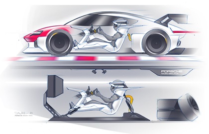 Porsche Mission R, 2021 – Design sketch – Interior