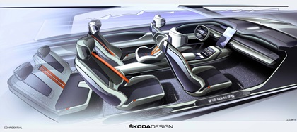 Skoda Vision 7S Concept, 2022 – Design Sketch – Interior