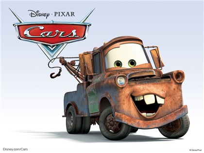 Disney/Pixar Cars Characters: Mater (1951 International Harvester L-170 "boom" truck with elements of a mid-1950s Chevrolet)