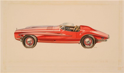 Virgil M. Exner Design Drawing for the Cobra-Mercer Concept Car, 1964